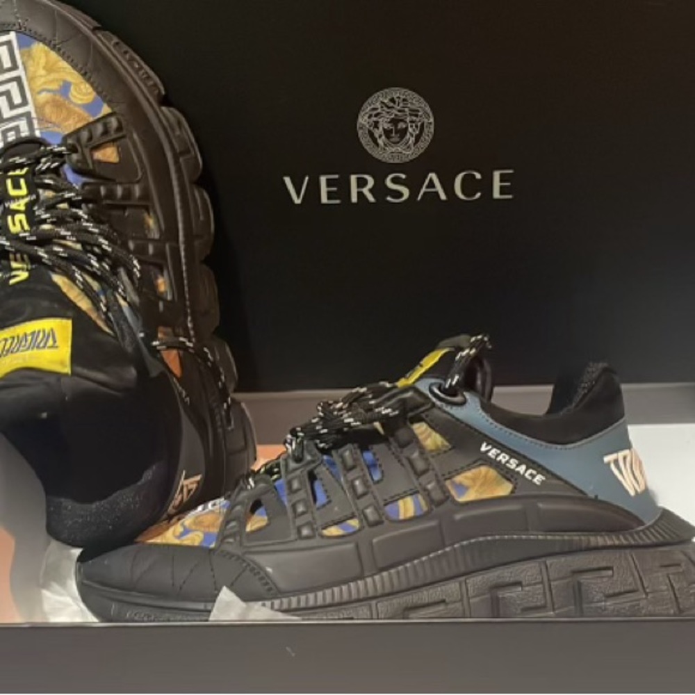 Versace Black, Blue, and Yellow Sneakers